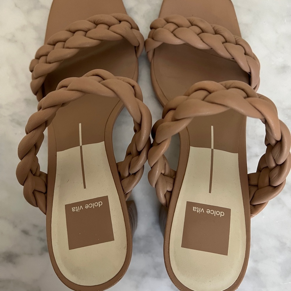 EUC Dolce Vita Tan Braided Heels 3.5” sz 8 - Picture 4 of 7